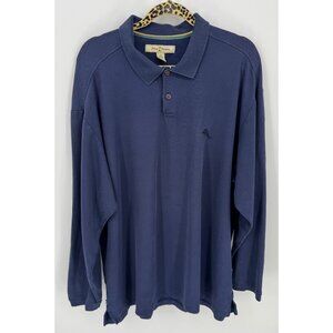 Tommy Bahama Mens Blue Long Sleeve Embroidered Casual Polo Shirt
